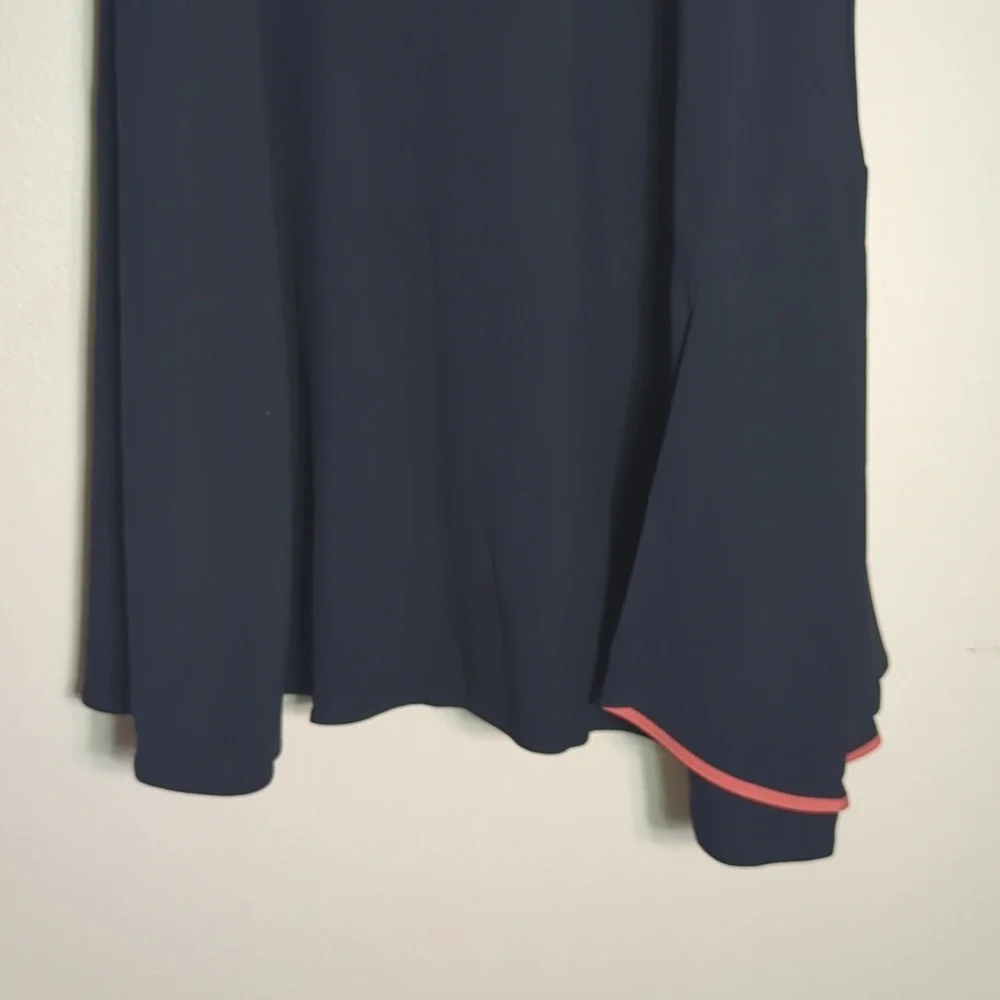 Chloe Women's Dress Ruffle Flounce Navy Blue Peach Size‎ 38 Medium